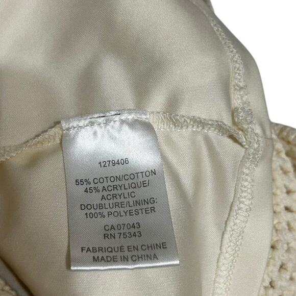 Rachel Zoe‎ Boho Crochet Crop Babydoll Top L Ivory Indie Sleaze Coquette Resort - Picture 9 of 11